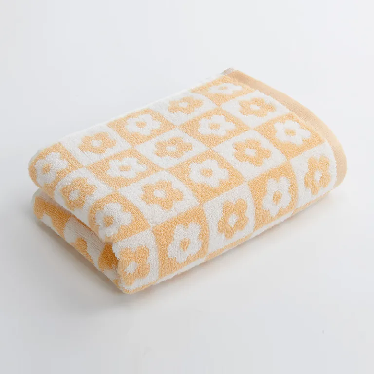 Checkerboard Floral Jacquard Cotton Towel6