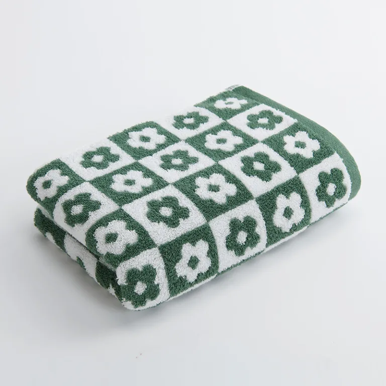 Checkerboard Floral Jacquard Cotton Towel8