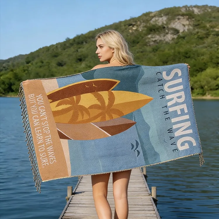 Jacquard Cotton Beach Towel with Graphic Design2