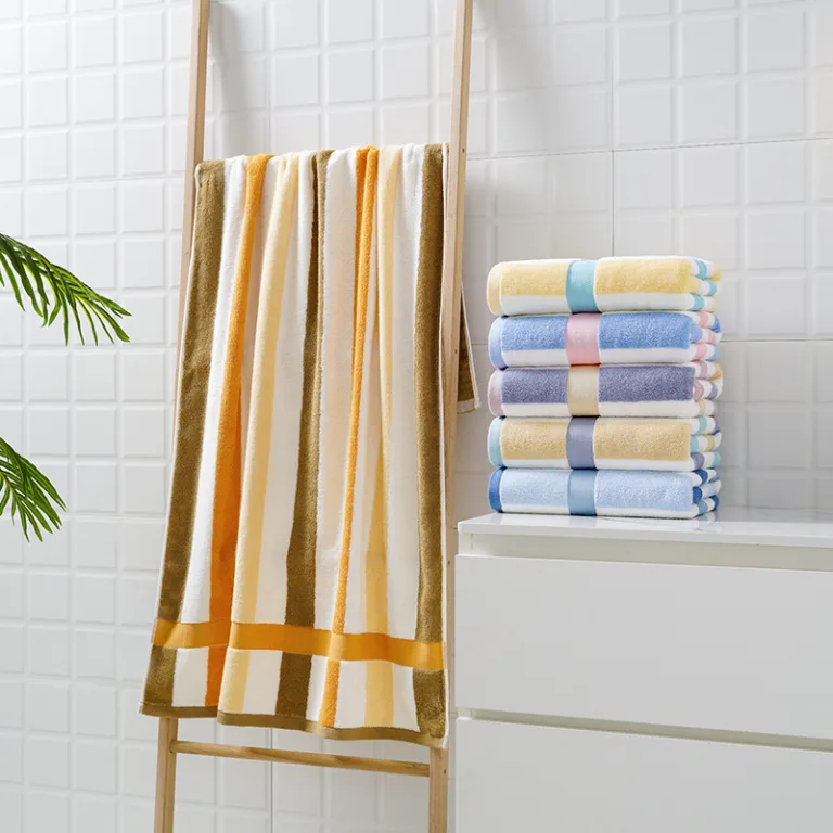Mixed Color Striped Cotton Bath Towel1