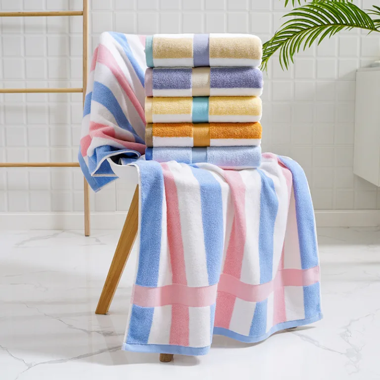 Mixed Color Striped Cotton Bath Towel3