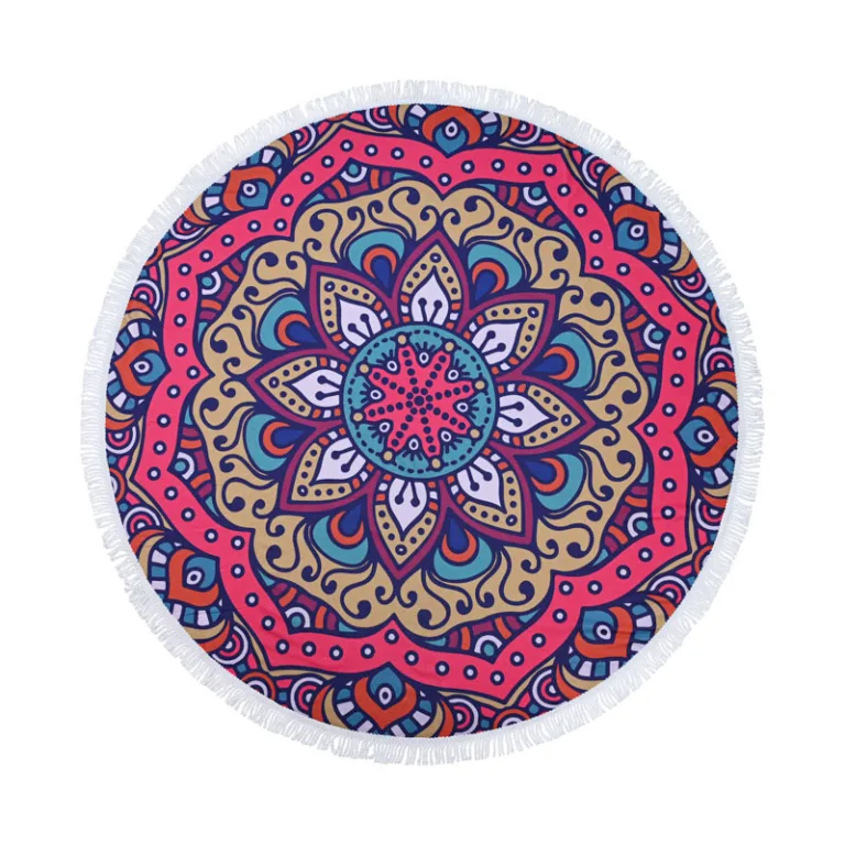 Round Microfiber Beach Towel Blanket1