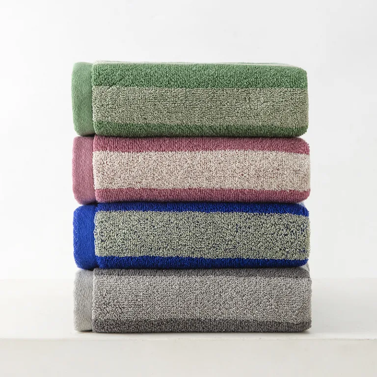 Wide Stripe Cotton Bath Towel3