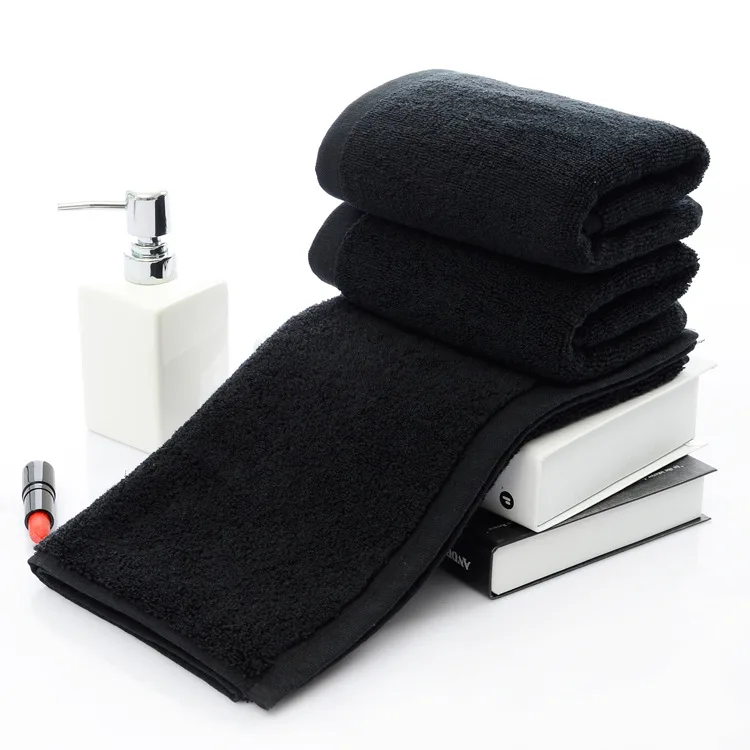 Black Cotton Gym Towel