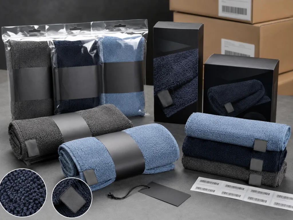 Private label packaging options for twisted loop microfiber car drying towels