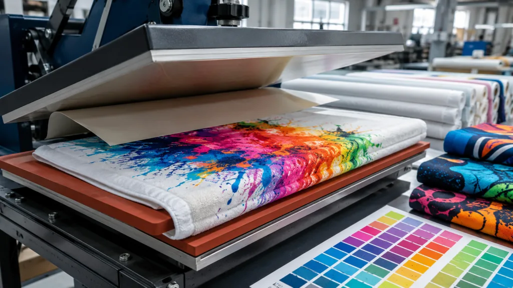 Sublimation printing process for custom microfiber towels with vivid all-over designs