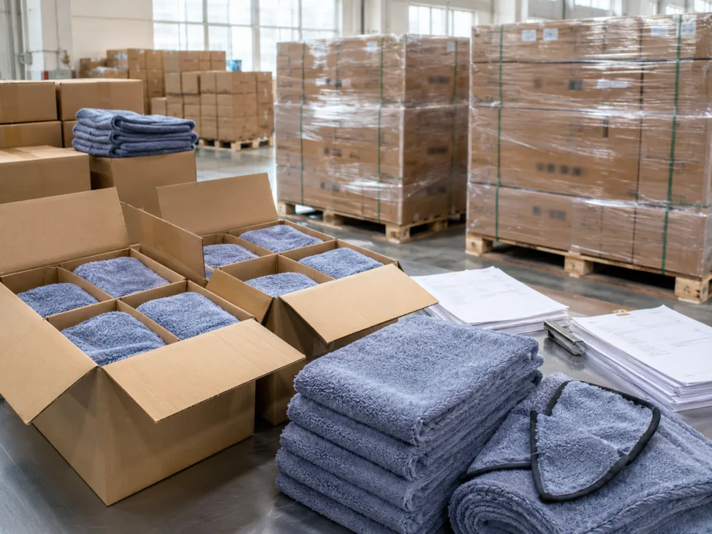 Wholesale twisted loop microfiber car towels packed for export bulk orders